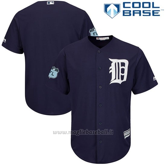 Maglia Baseball Uomo Detroit Tigers Blu 2017 Allenamento Primaverile Cool Base